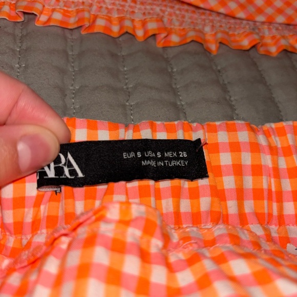 ZARA orange gingham crop top and skort set - Picture 8 of 12